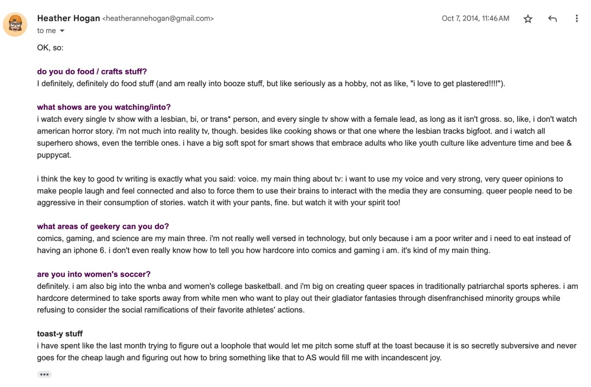 email from heather