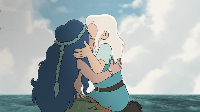 Bean and Mora kiss in the final season of Disenchantment