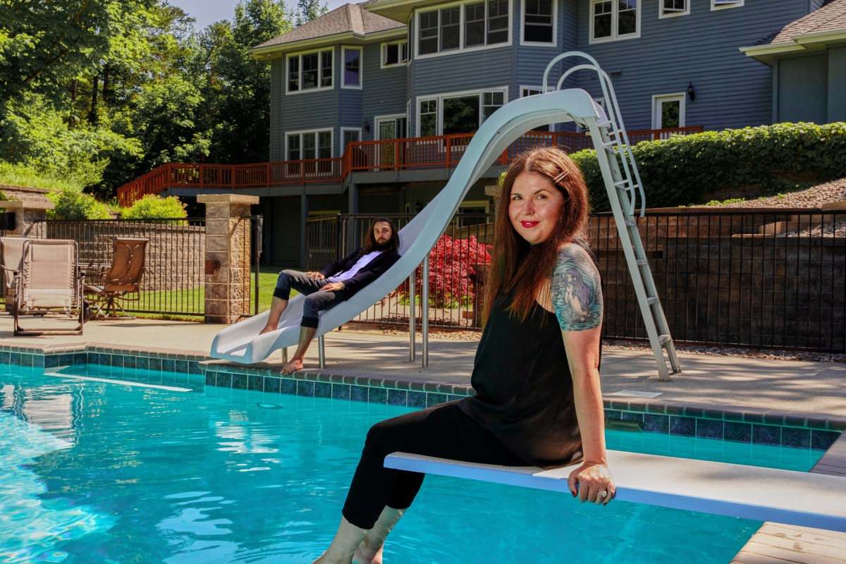 Jeff and Shaeila at their pool in Farmington Hills