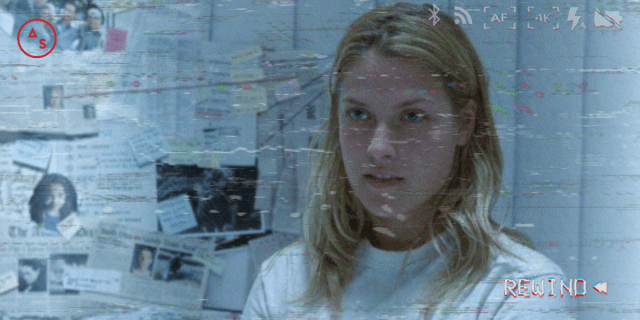 Ali Larter in Final Destination with a fuzzy camcorder filter