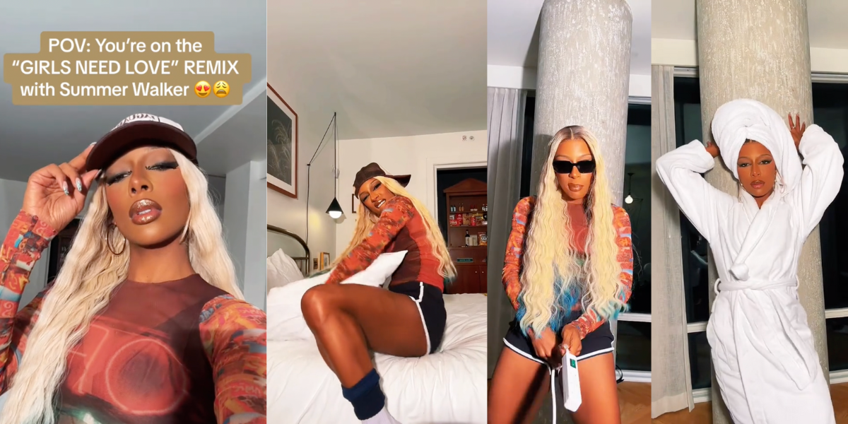A collage of Victoria Monet dancing in a TikTok video