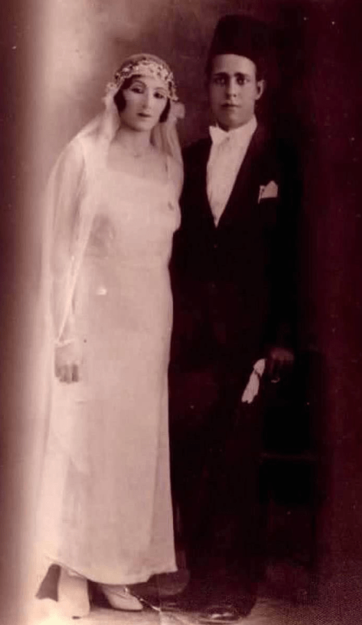 The wedding photo of Ahmad Izzat Taha and Badrieh Al Khamra, my great grandparents, 1931-32, Haifa Palestine