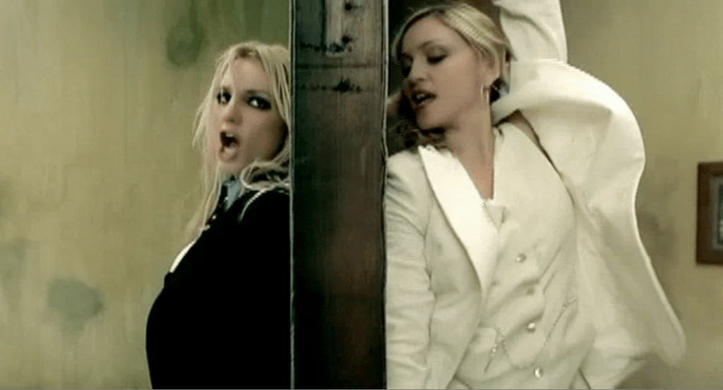 britney and madonna on either side of the wall
