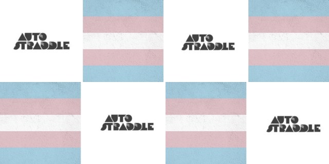 A collage of alternating images: the old Autostraddle logo and a desaturated trans flag