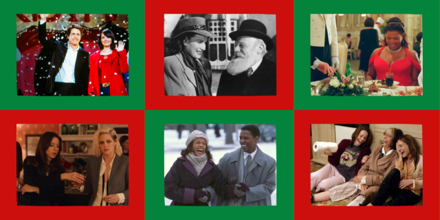 collage of potential answers for a quiz about christmas movies