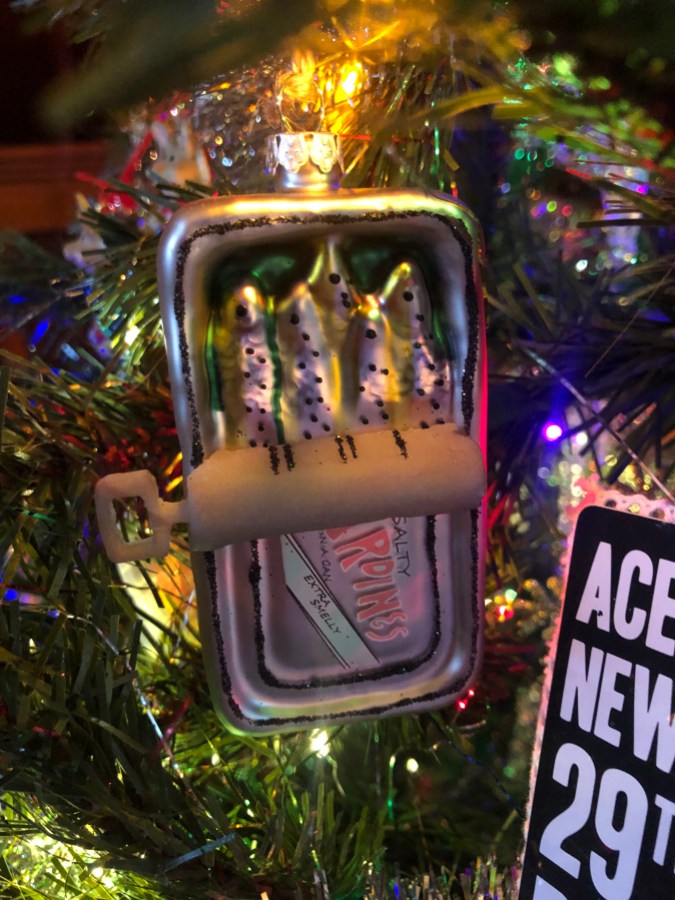 a tin of anchovies ornament