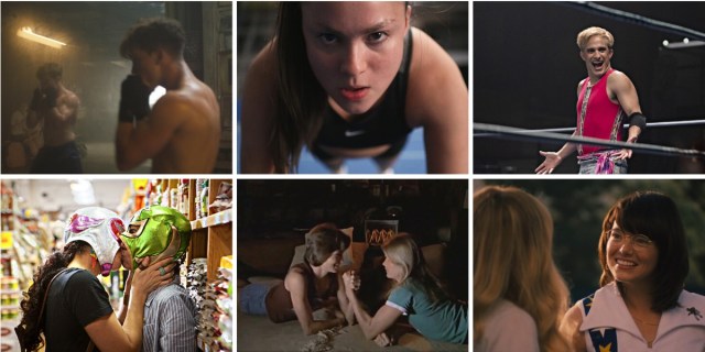 A collage of six movies: Punch, Backspot, Cassandro, Signature Move, Personal Best, and Battle of the Sexes