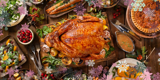 a Thanksgiving turkey dinner feast