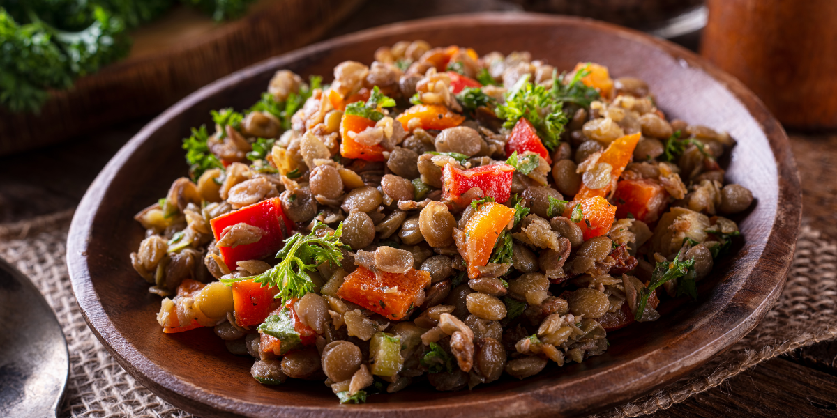 a bowl of braised lentils