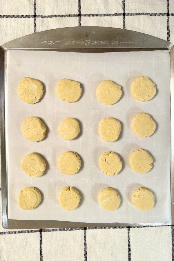 Cookie dough, flattened into small discs