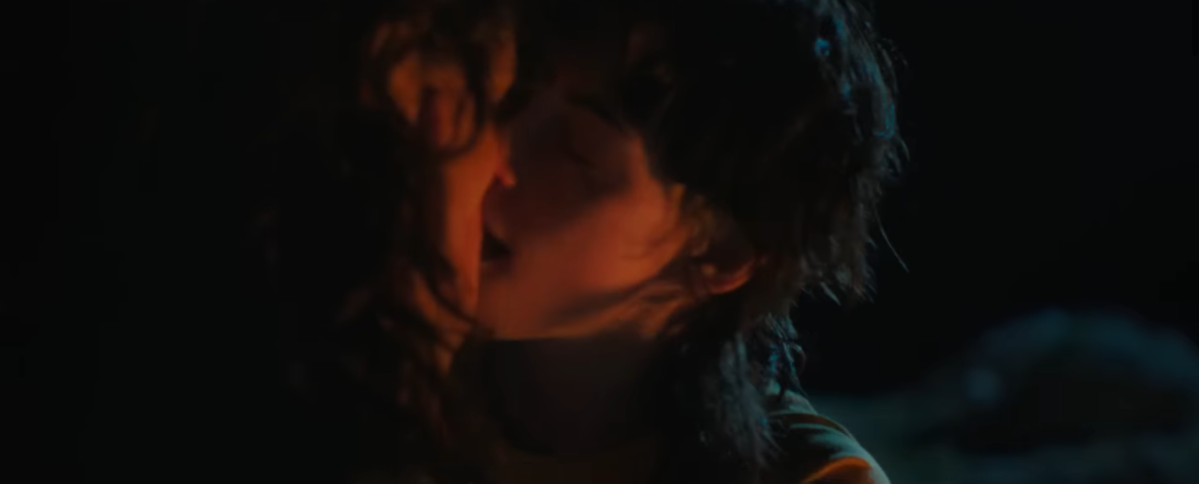 Kristen Stewart and Katy M. O'Brian kiss in Love Lies Bleeding