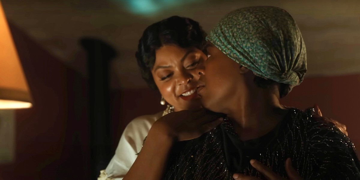 Shug and Celie embrace during 2023's The Color Purple