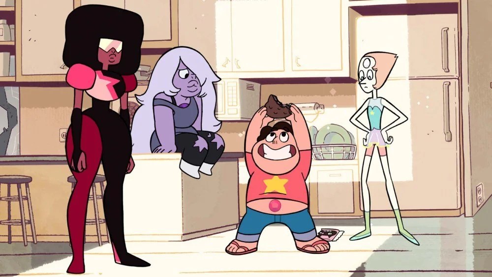 All the famous Steven Universe characters gather in a kitchen