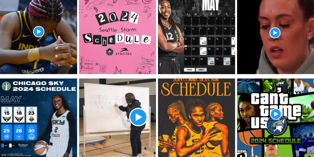 A thumbnail collage of various WNBA Team's 2024 season rollout video.