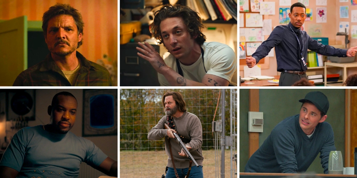 Pedro Pascal as Joel, The Last of Us Jeremy Allen White as Carmy, The Bear Tyler James Williams, Abbott Elementary Lionel Boyce as Marcus Brooks, The Bear Nick Offerman as Bill, The Last of Us James Marsden as James Marsden, Jury Duty