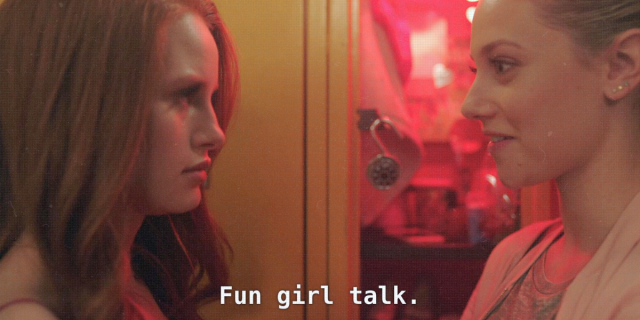 Riverdale, Cheryl looks at Betty. Betty: Fun girl talk.