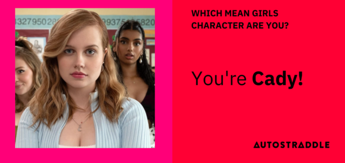 a quiz result image that says "you're Cady!" and features an image of Cady who is a red-headed white girl character in the new Mean Girls movie