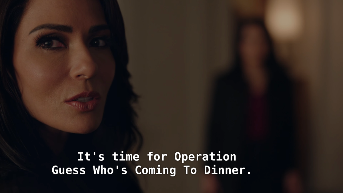 A close up on Hermione Lodge. Hermione: It's time for Operation Guess Who's Coming to Dinner.