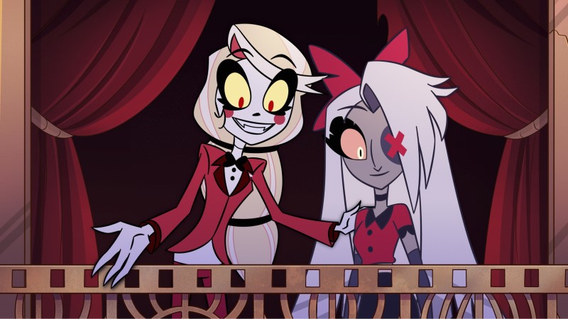 Hazbin Hotel: the gay princess of hell Charlie and her girlfriend Vaggie 