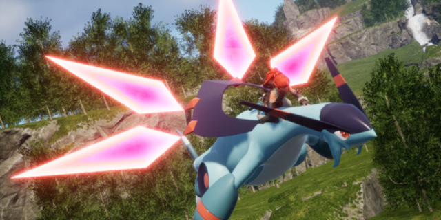 a still from the game Palworld featuring a flying creature