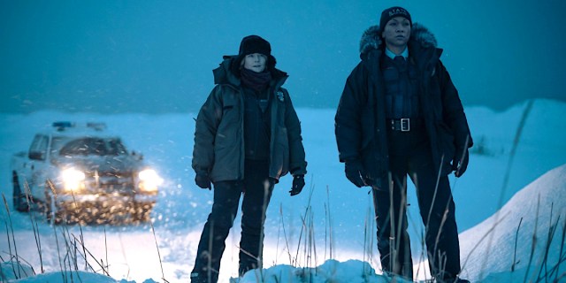 True Detective: Night Country - Jodie Foster and Kali Reis stand in the snow