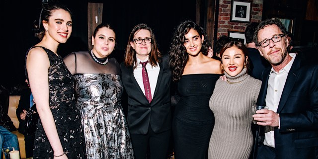 Margaret Qualley, Beanie Feldstein, Tricia Cooke, Geraldine Viswanathan, Annie Gonzalez and Ethan Coen at the New York premiere of "Drive-Away Dolls" held at AMC Lincoln Square 13 on February 20, 2024 in New York City.