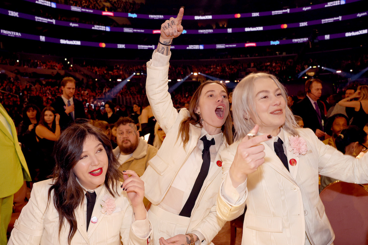 LOS ANGELES, CALIFORNIA - FEBRUARY 04: (L-R) Lucy Dacusm, Julien Baker and Phoebe Bridgers of Boygenius attend the 66th GRAMMY Awards at Crypto.com Arena on February 04, 2024 in Los Angeles, California. (Photo by Johnny Nunez/Getty Images for The Recording Academy)