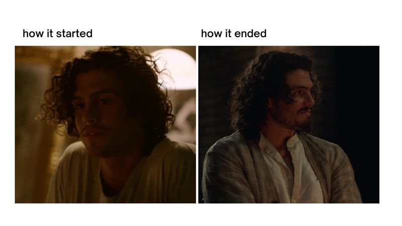 How it started/How it ended meme - Gael in the Good Trouble pilot vs. Gael in the Good Trouble Finale