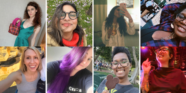 Autostraddle Writers and Editors — Left to Right, Top to Bottom: Drew, Ashni, Valerie, Carmen, Riese, Valerie, Sai, and Nico