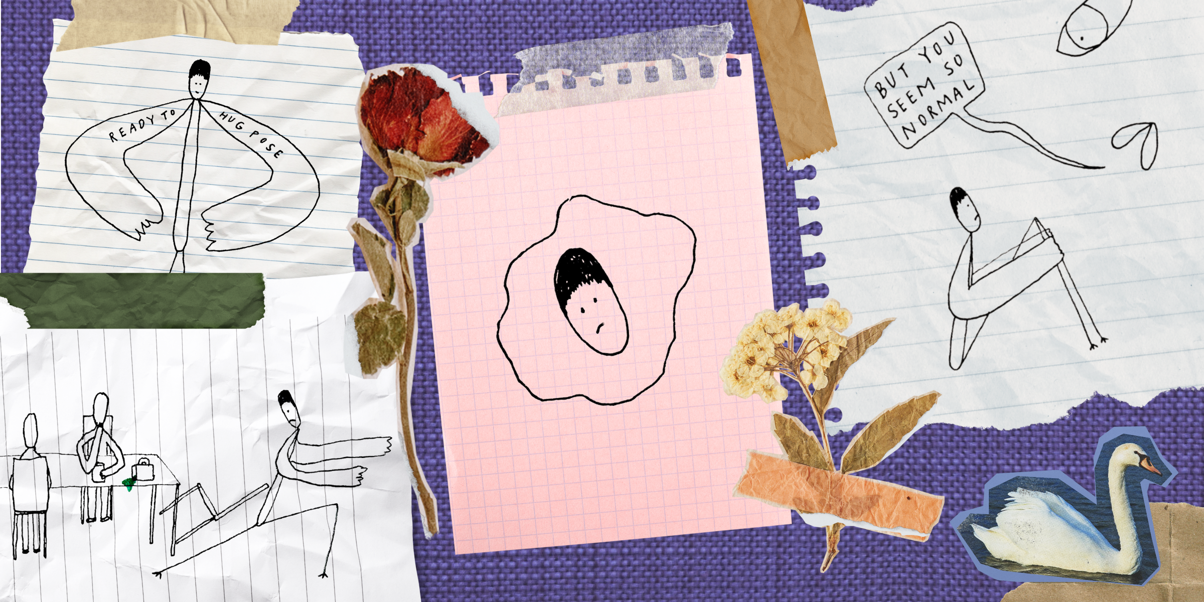 feature image collage of doodles about being single