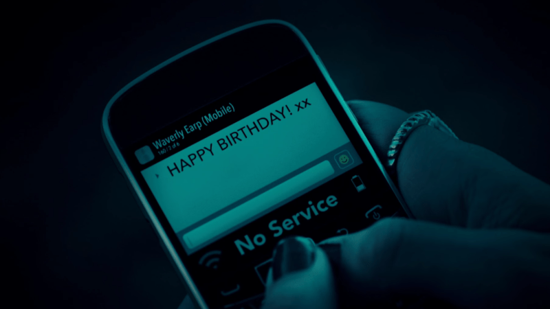 Wynonna Earp: Wynonna gets a text from Waverly that says "happy birthday"