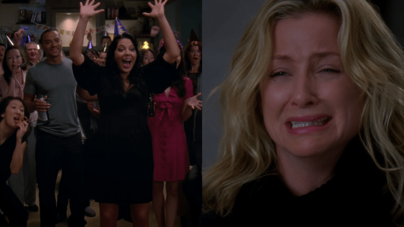 Grey's Anatomy: Callie and friends throw a Surprise Party for Arizona, who promptly burst into tears