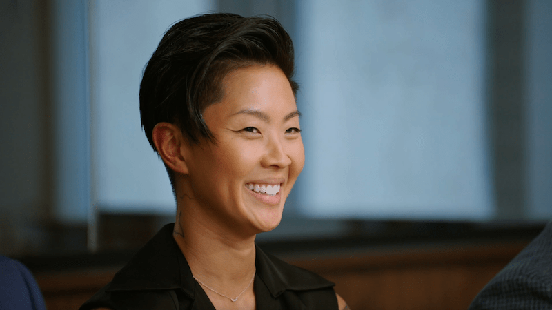 screenshot of kristen kish smiling at the top chef contestants