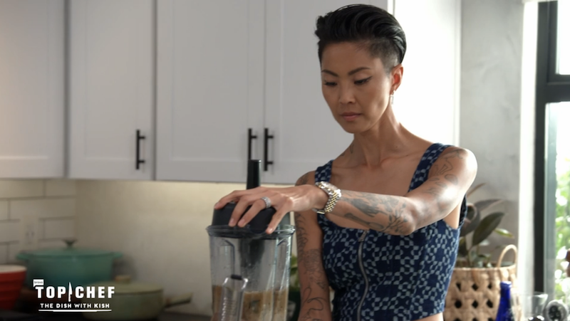 screenshot of kristen kish using a blender