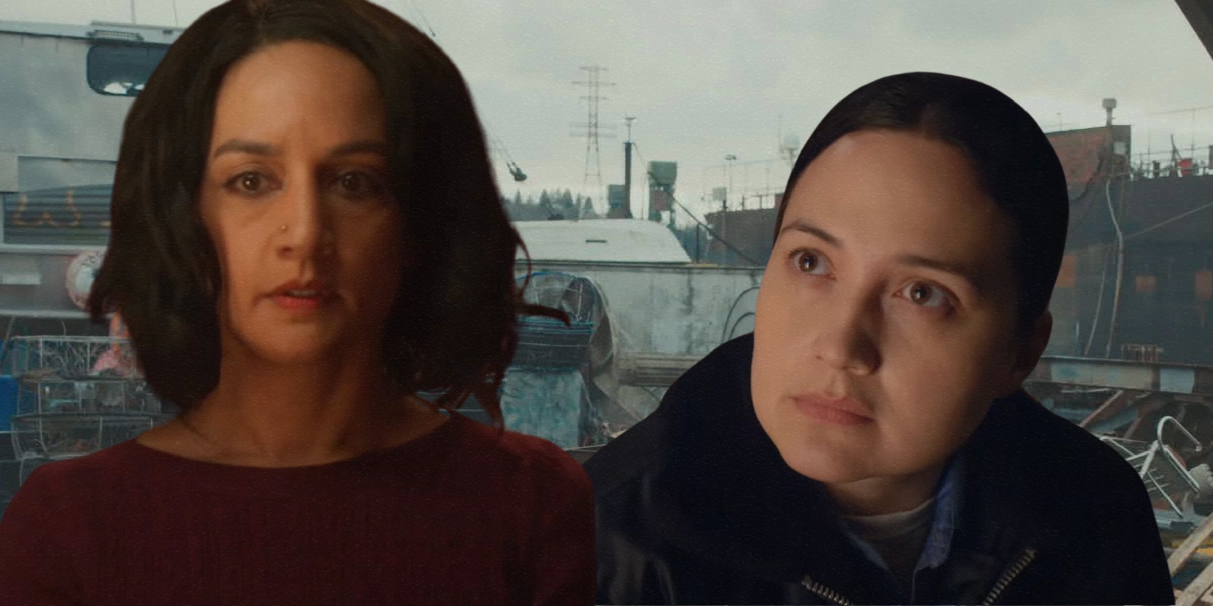 A collage of Archie Panjabi and Lily Gladstone in their new series "Under the Bridge"