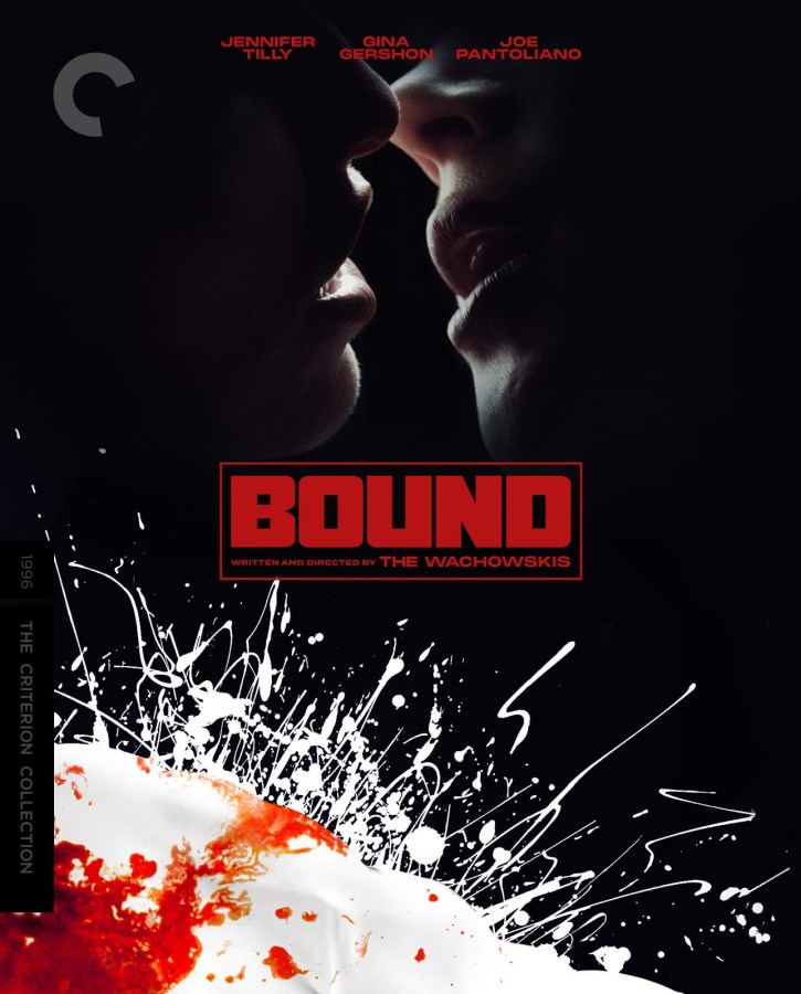 the cover for the Criterion Collection version of Bound has Corkie and Violet kissing in silhouette 