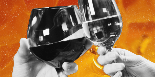 wine glasses clinking