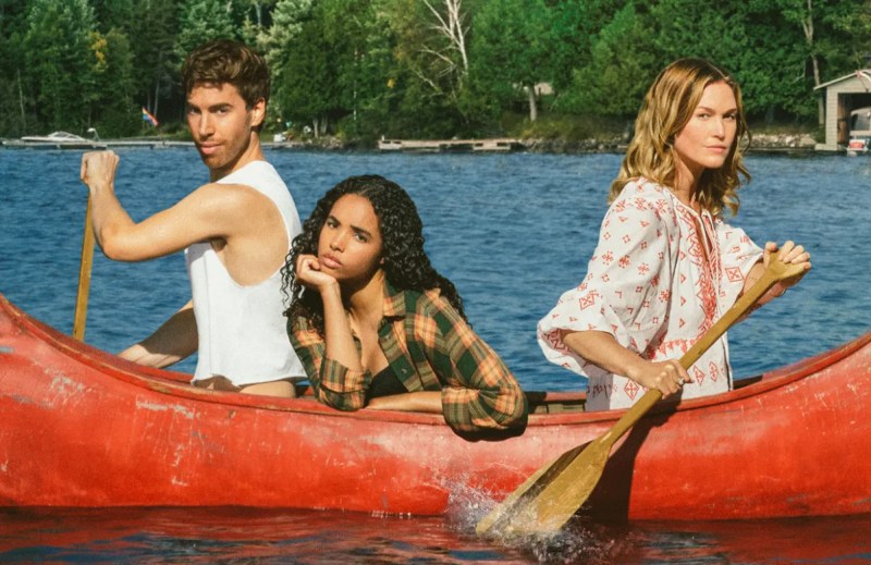 the cast of The Lake in a canoe on a lake