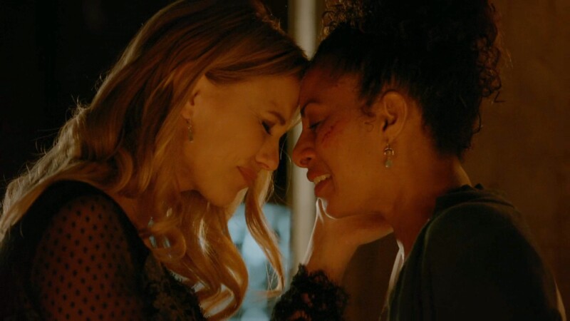 Best Lesbian Sci-Fi TV: Riley Voelkel and Christina Moses as Freya and Keelin