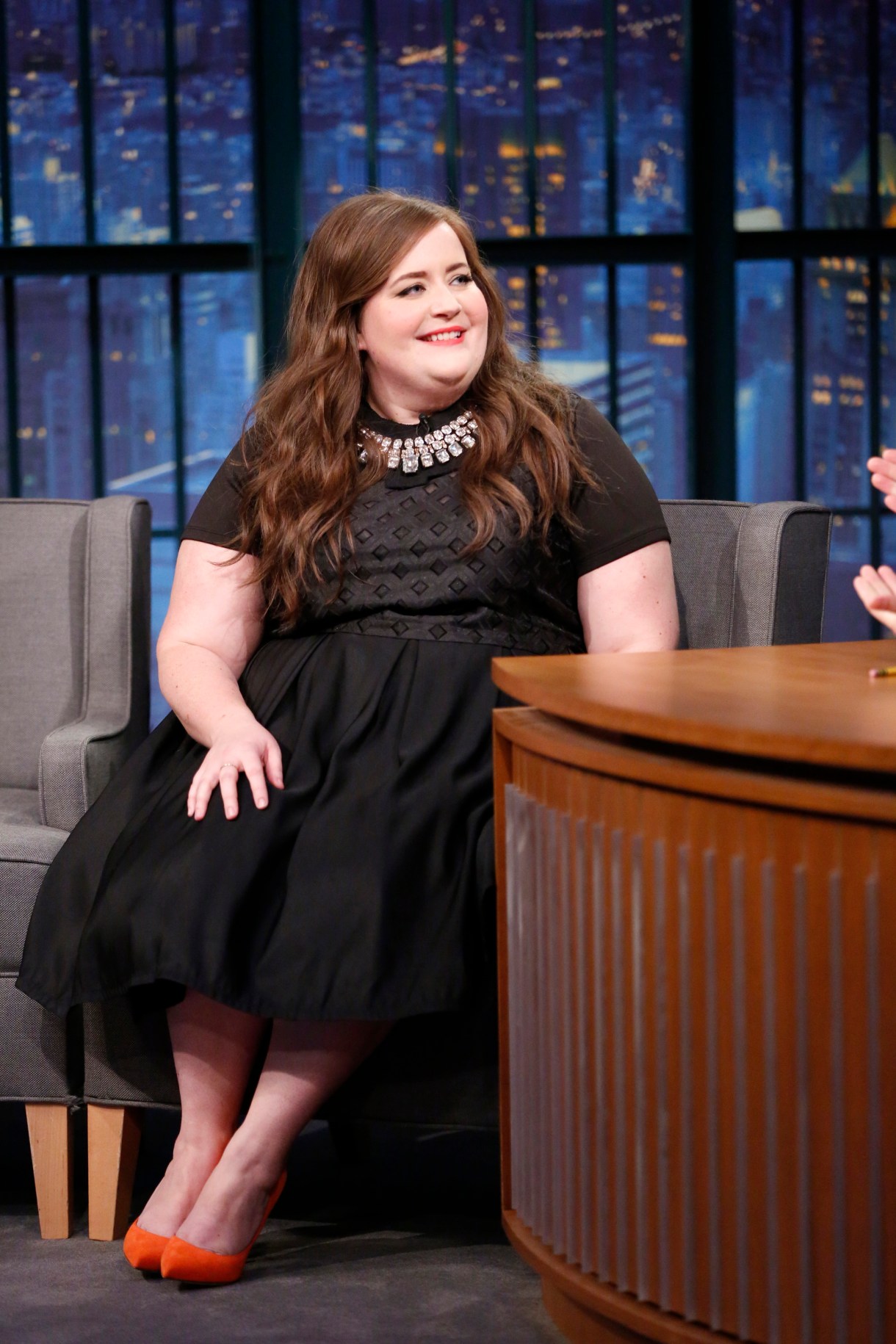 LATE NIGHT WITH SETH MEYERS -- Episode 324 -- Pictured: Comedian Aidy Bryant during an interview on February 9, 2016 --