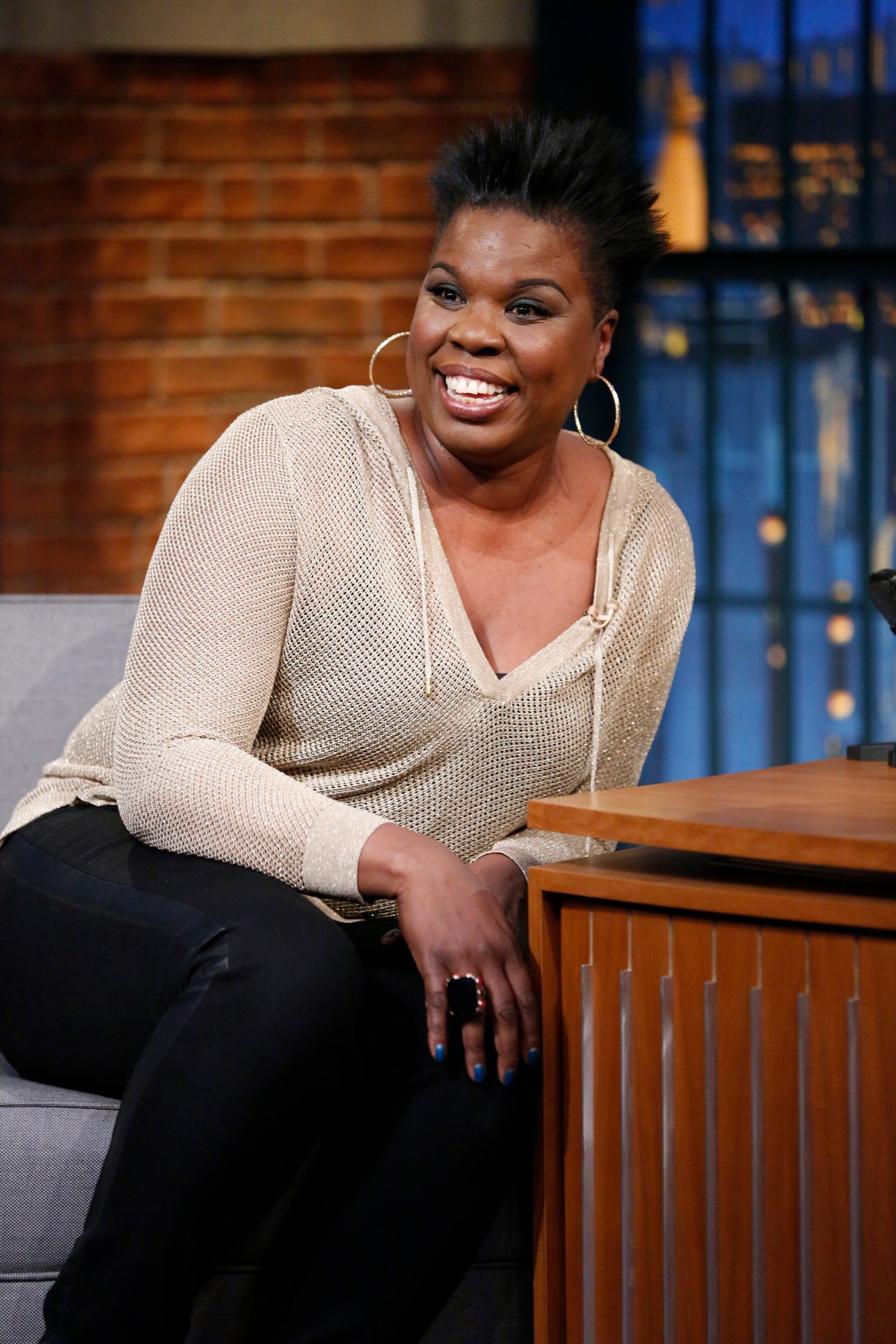 LATE NIGHT WITH SETH MEYERS -- Episode 205 -- Pictured: Leslie Jones, SNL cast member, during an interview on May 12, 2015 --