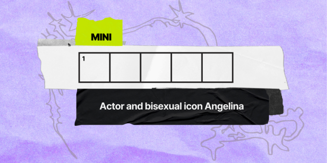 1 across / 5 letters / clue: Actor and bisexual icon Angelina