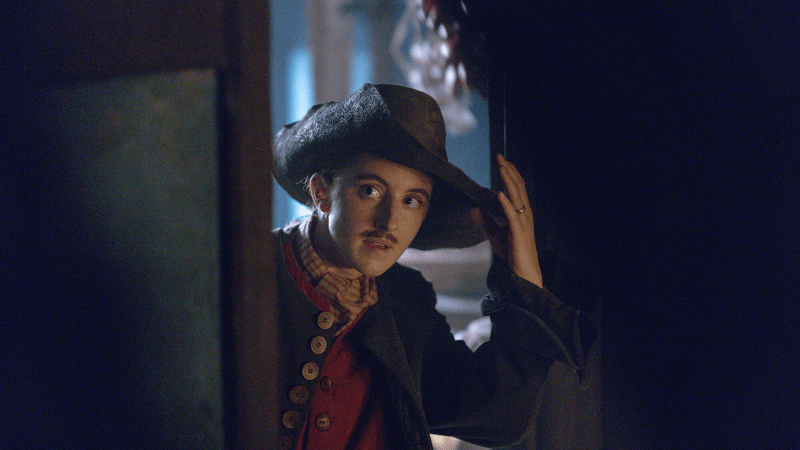 Renegade Nell: Nell sports a mustache to go undercover as a man