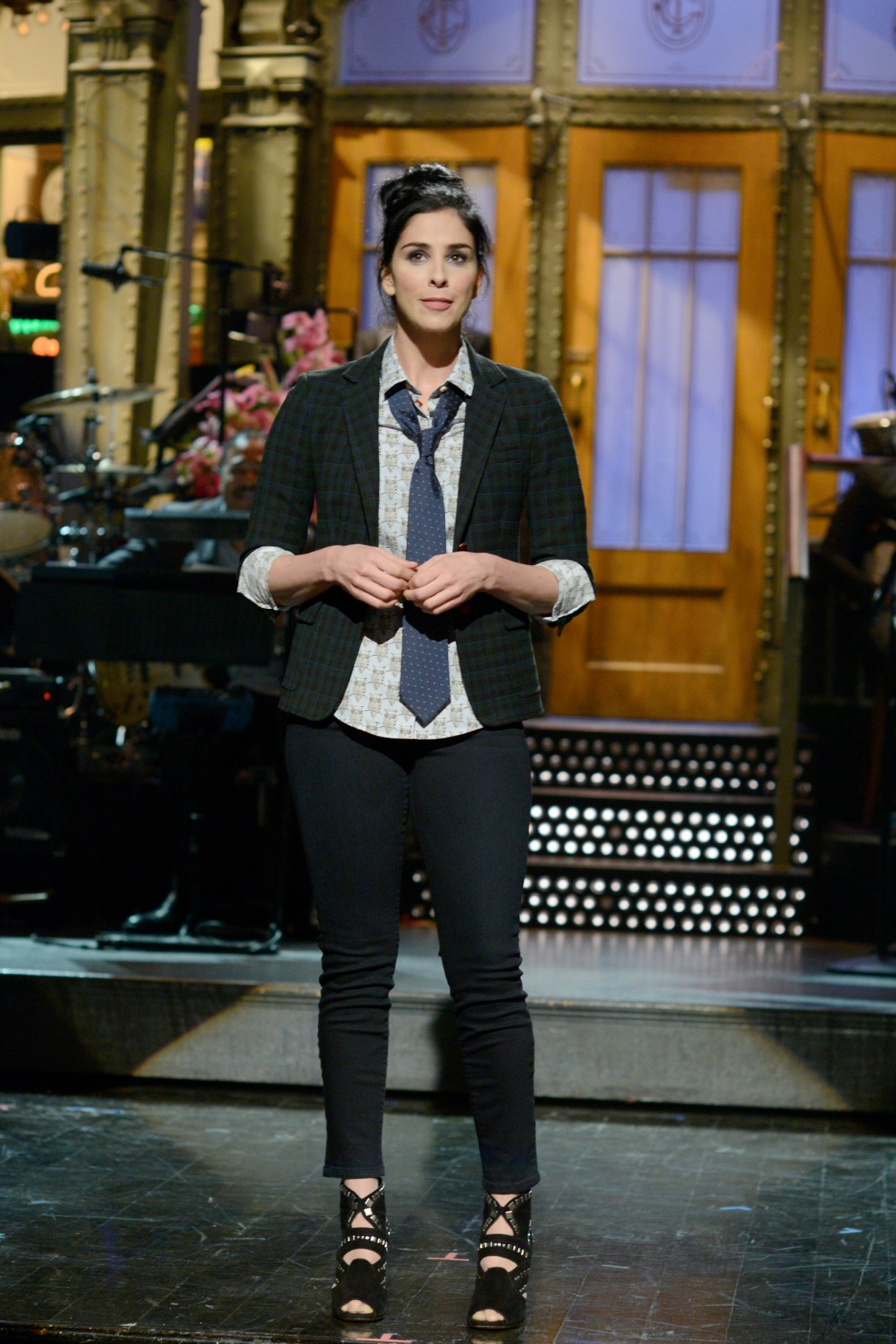SATURDAY NIGHT LIVE -- "Sarah Silverman" Episode 1664 -- Pictured: Sarah Silverman during the opening monologue on October 4, 2014 --