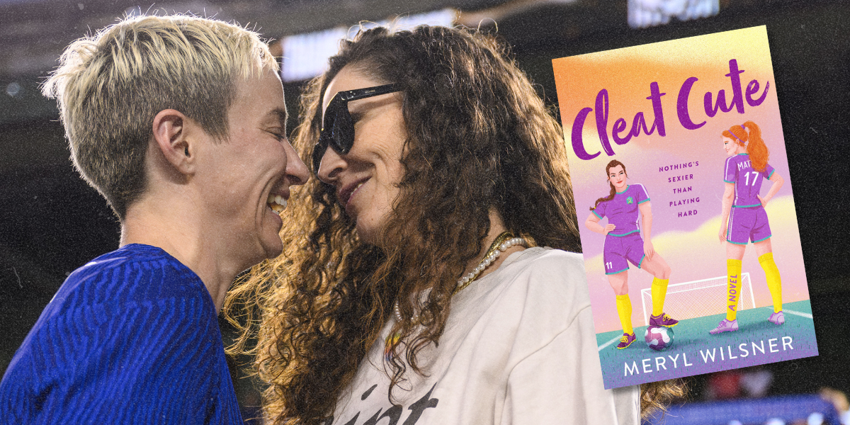 sue bird and megan rapinoe with the "cleat cute" book cover/ Daniel Bartel/ISI Photos/USSF/Getty Images for USSF