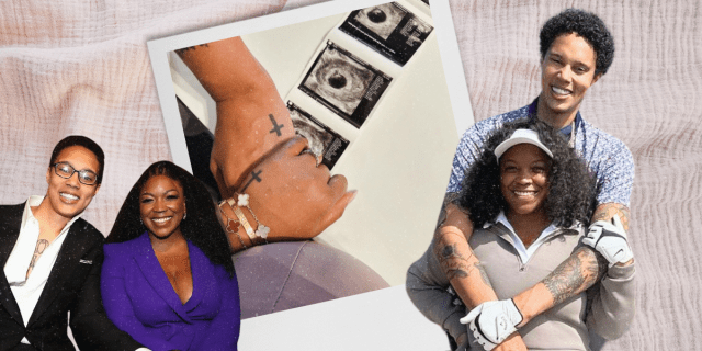 Brittney and Cherelle Griner as well as images of an ultrasound of their future baby