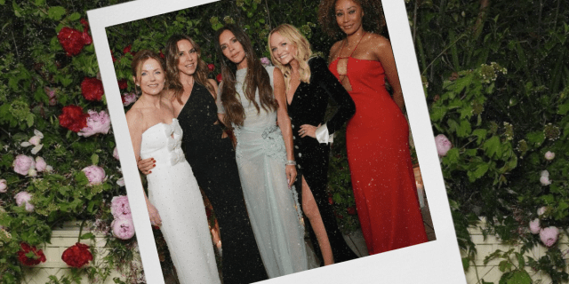 A polaroid of the spice girls reuniting at Victoria Beckham's 50th birthday party