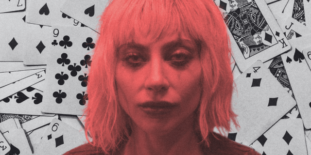 Lady Gaga as Harley Quinn with makeup running down her face