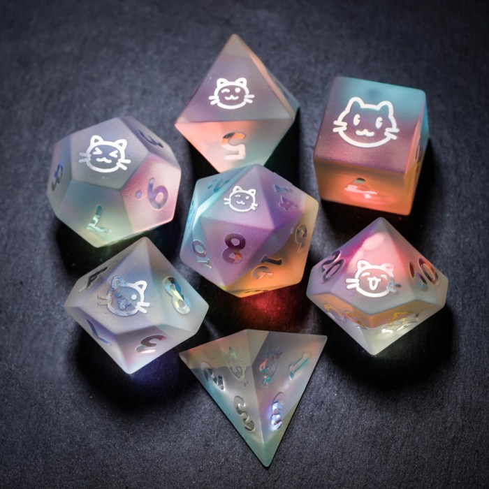 frosted glass cat dice