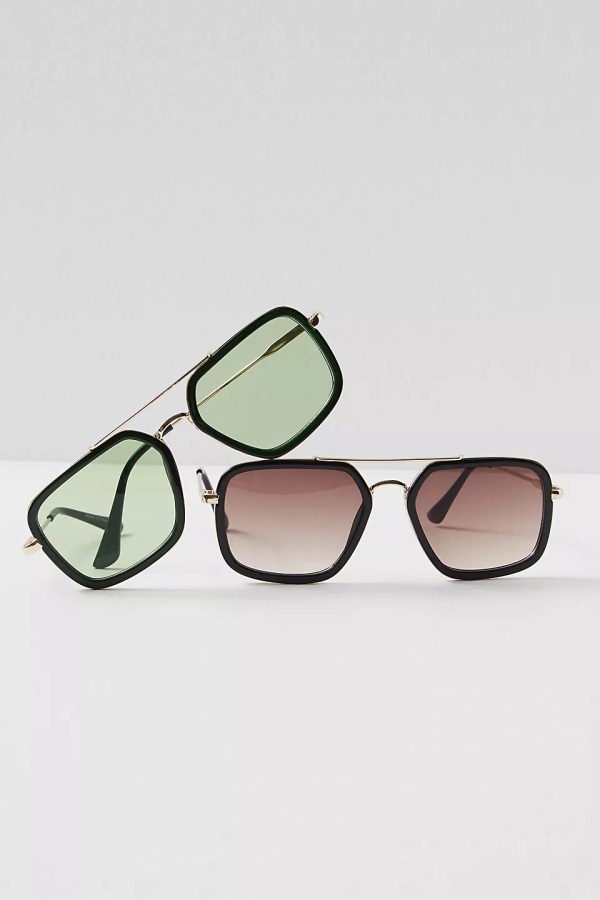 two pairs of aviator sunglasses